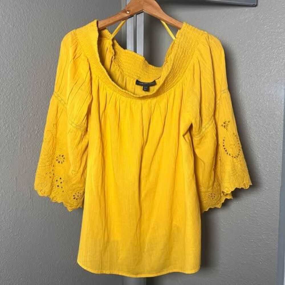 Lane Bryant Yellow Off-the-Shoulder Eyelet Top Size 18/20
